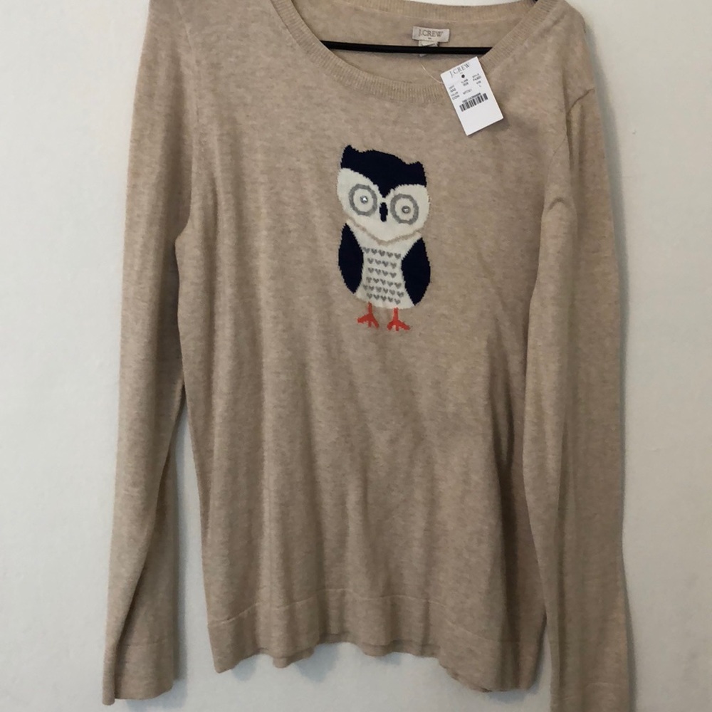 J Crew Owl Sweater NWT Size L
